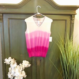 Knit sleeveless top in fading pinks